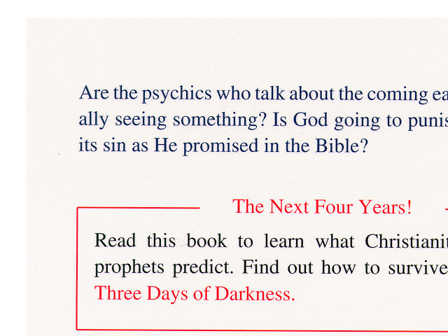 [Back Cover of The Two-Fold Chastisement: Visions of The Coming Earth Changes]